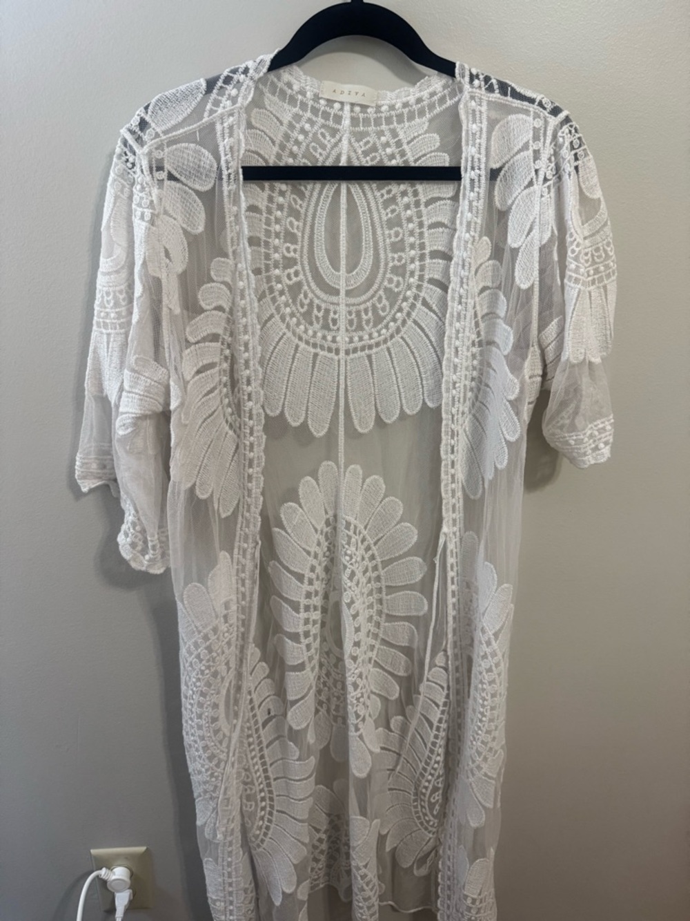 White Embroidered Lace Duster Kimono
